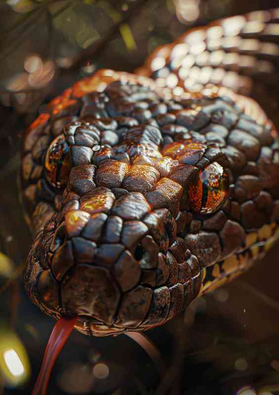 Big snake with big eyes and red tongue