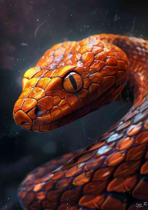 Snake with orange head | Metal Poster