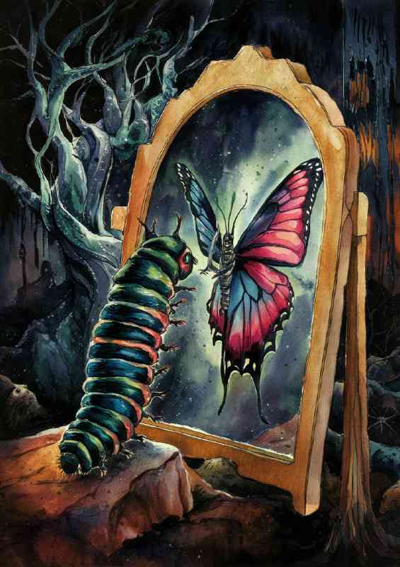 The Catterpilla transforming into butterfly