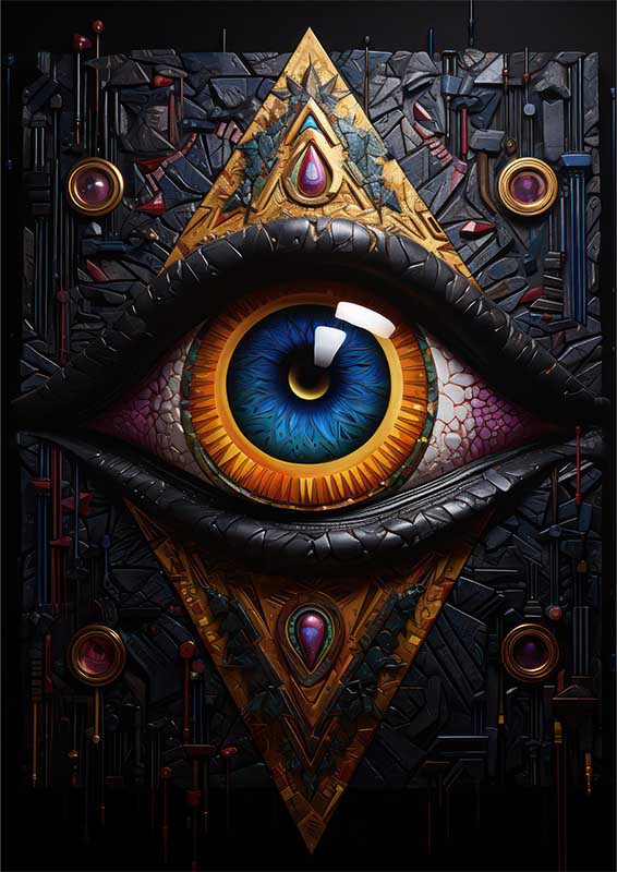 Abstract Chroma all seeing eye painting