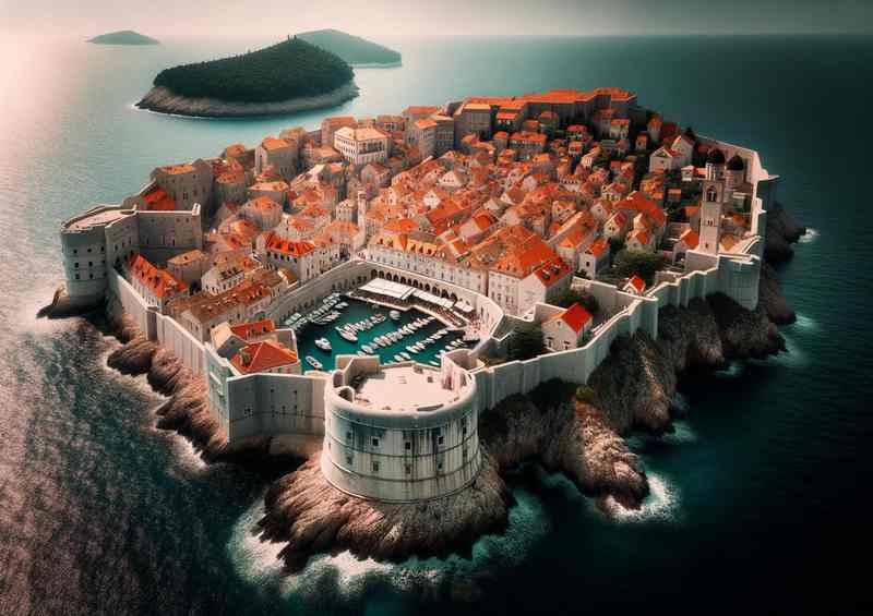 Adriatic Dubrovnik Metal Poster | Historic Walled Gem