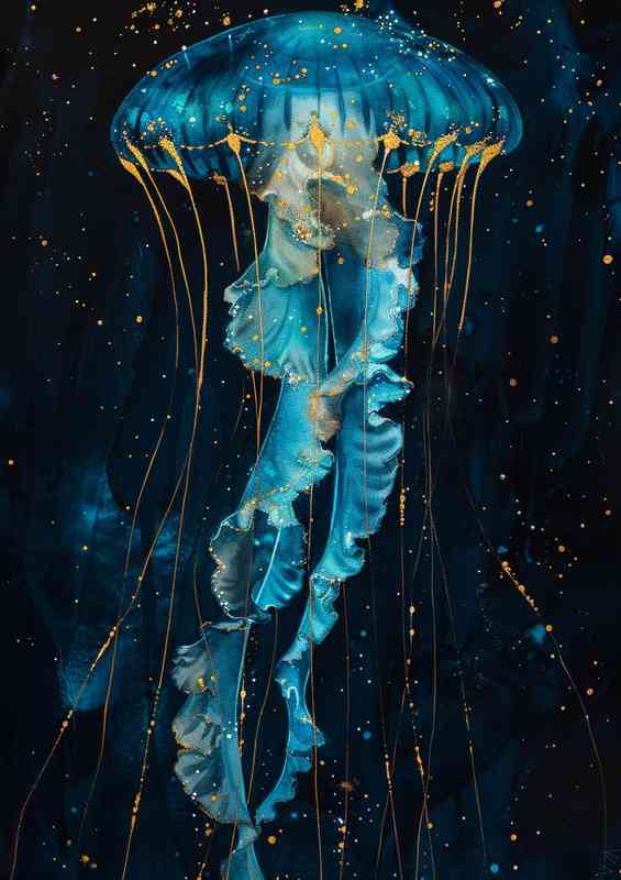 A Watercolour blue coloured Jellyfish