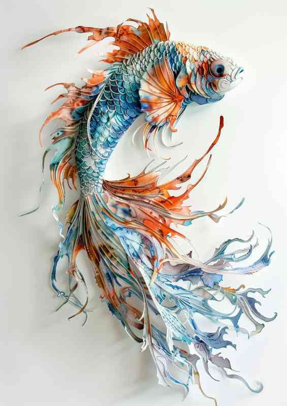 A painting style of a betta fish in watercolor