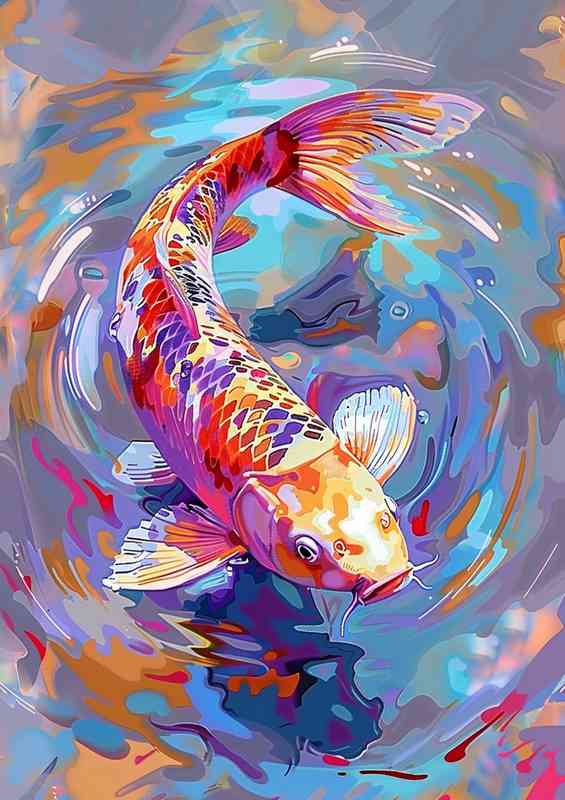 Beautiful water painting of a fish Japanese Kio Carp