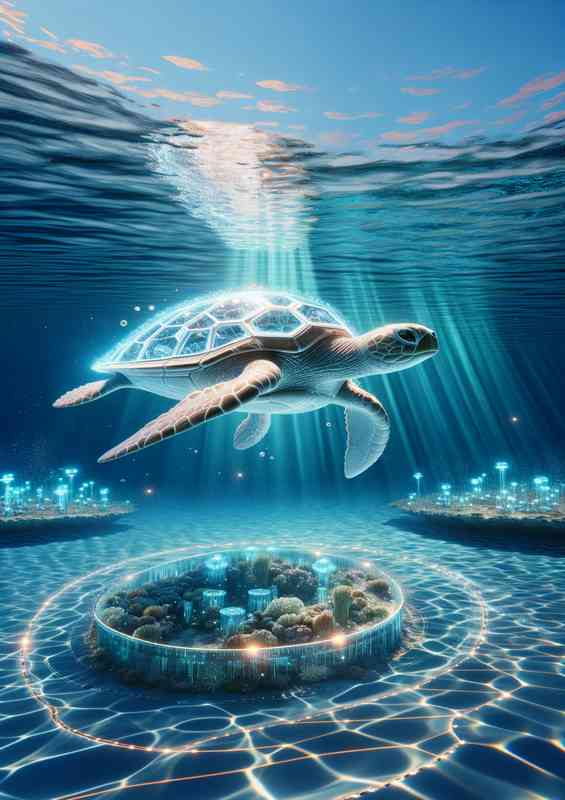 Bio engineered turtle with a crystalline shell
