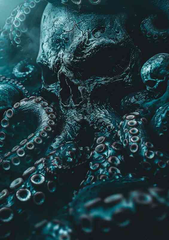 Octopus with tentacles dark sea