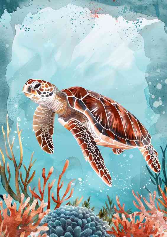 Sea turtle swimming in the ocean