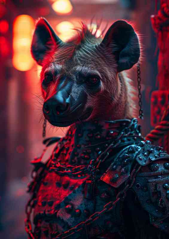 A Hyena dressed in armor | Metal Poster