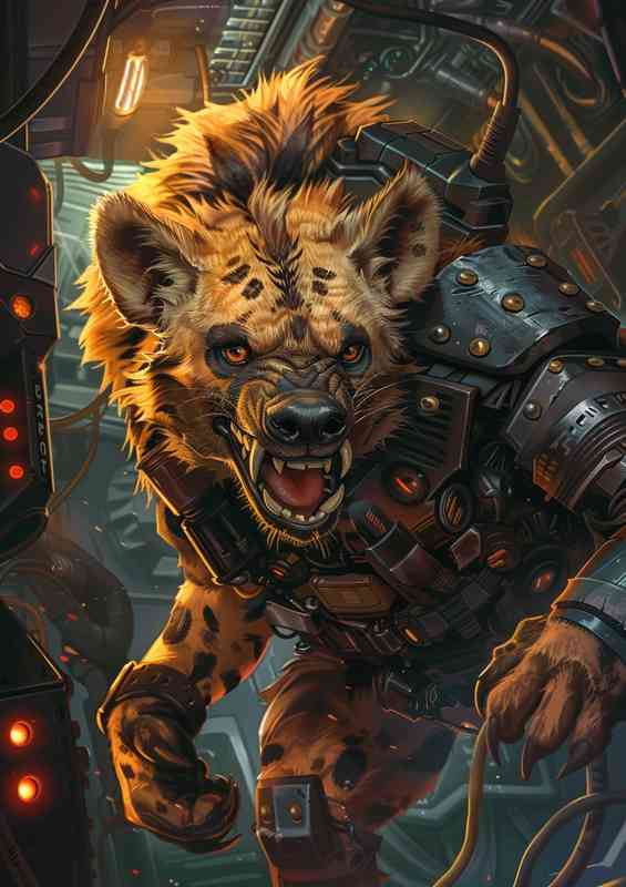 Angry Hyena with amour battle ready | Metal Poster
