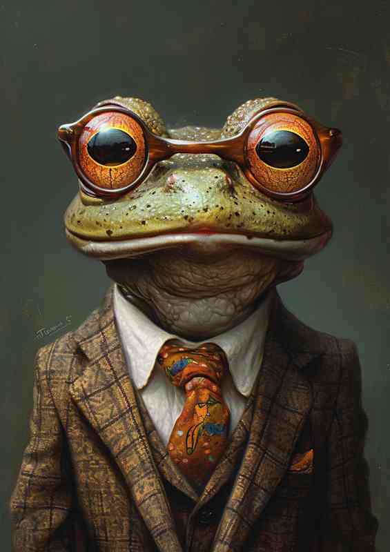 Frog wearing glasses in a suit