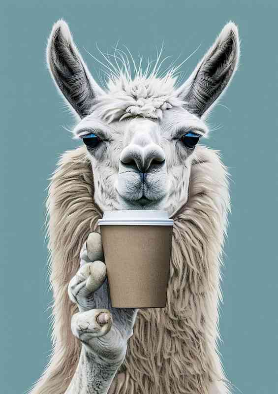 Llama and a coffee to go
