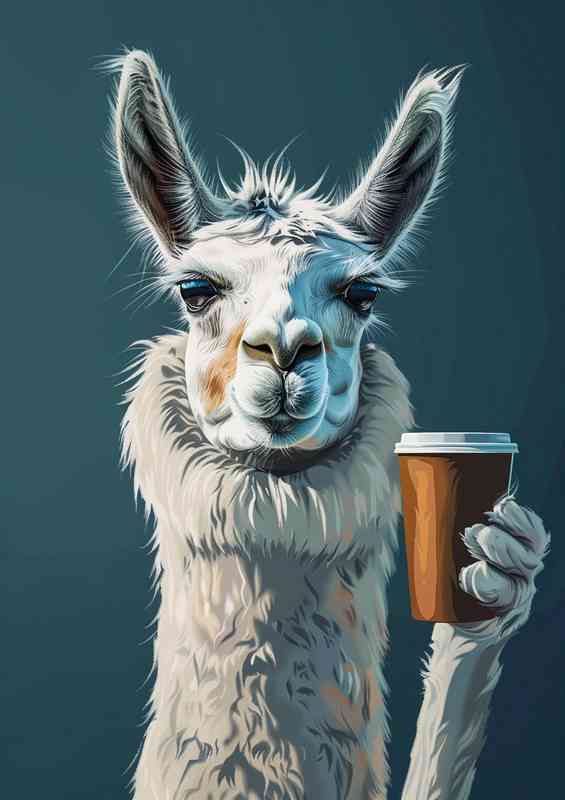 Llama having his morning coffee