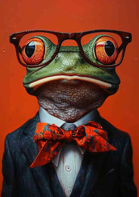 Marcus the frog wearing glasses realisum