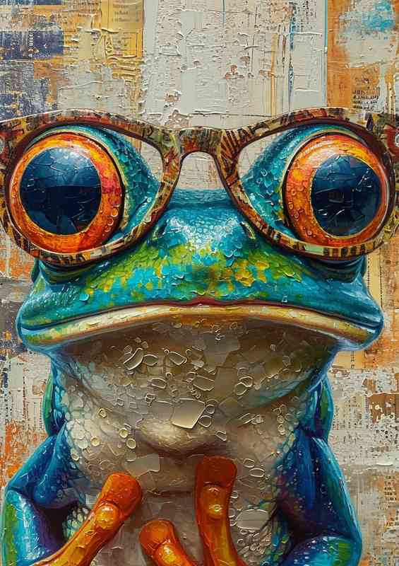 Painting of a frog in glasses