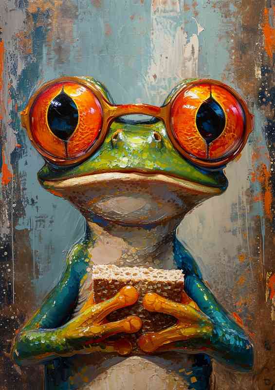The little frog eating his daily bread