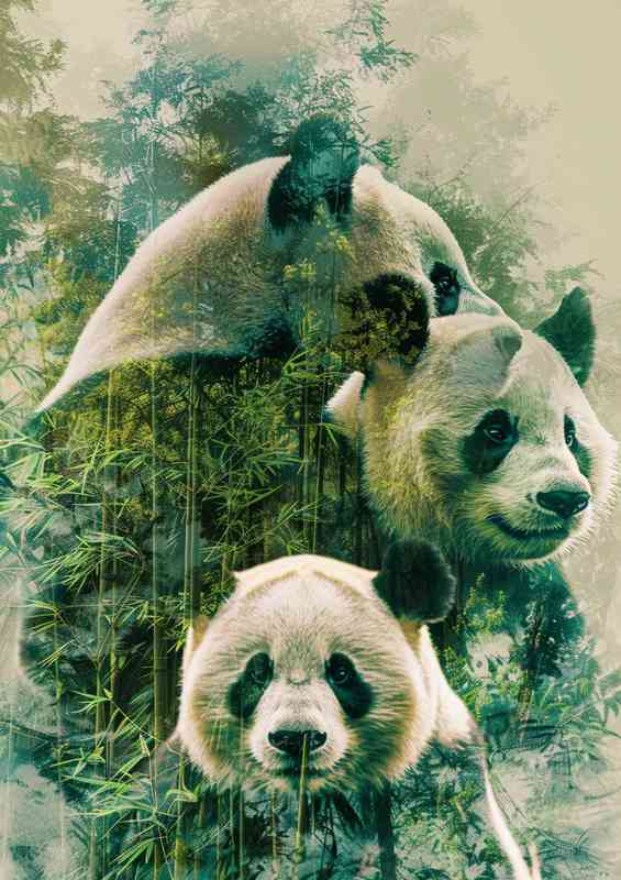 A Set of Pandas in the woodlands