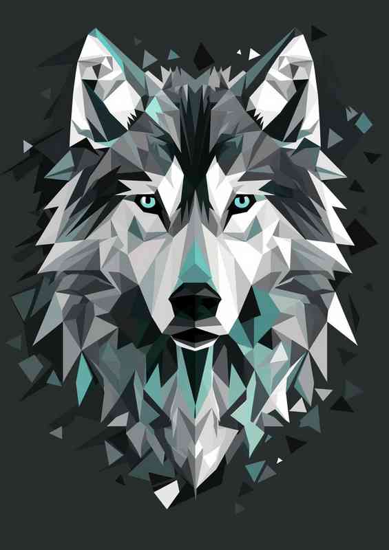 Abstract blue and white Wolf