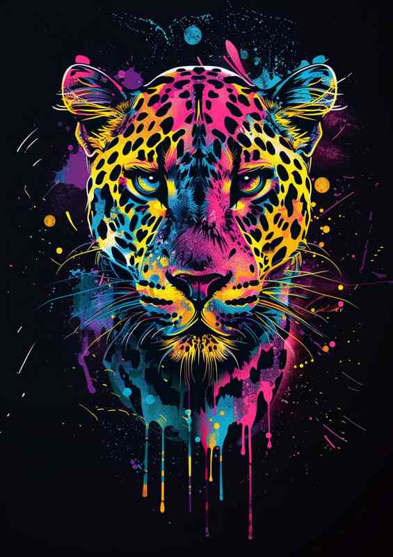 Abstract colorful leopard face