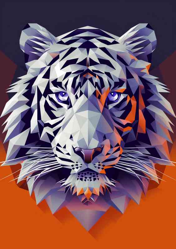 Abstract face of a white Tiger