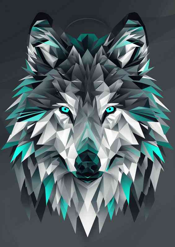 Abstract geometric wolf design dark grey background