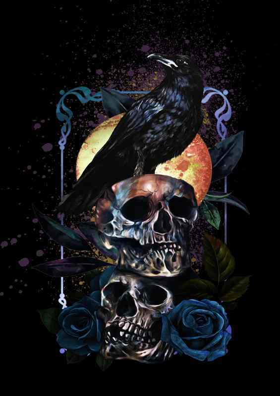 The crow skull and rose