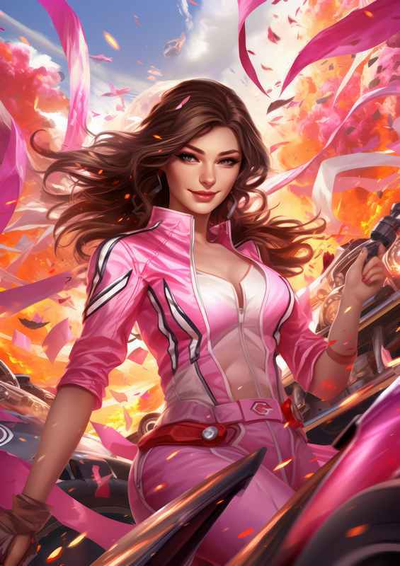 Girl In Pink Racing