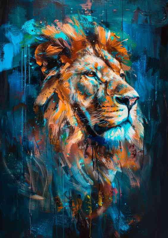 Art of a Lion splashed paint