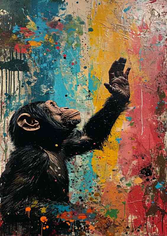 Banksy style street monkey art