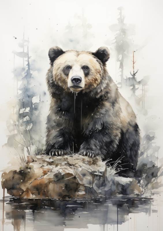 Brown bear on the rock