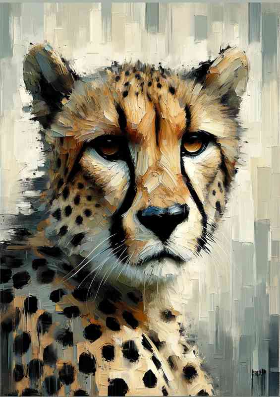 Cheetahs face using a heavy palette knife technique