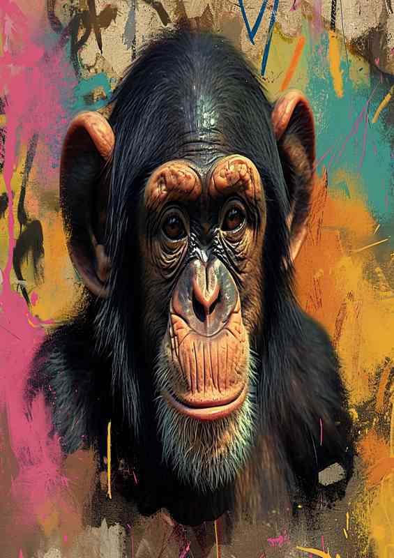 Chimp monkey in street art style