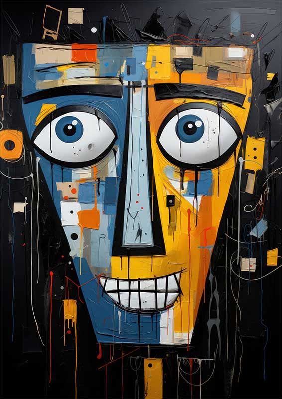 Abstract Spectrum s blue and yellow face