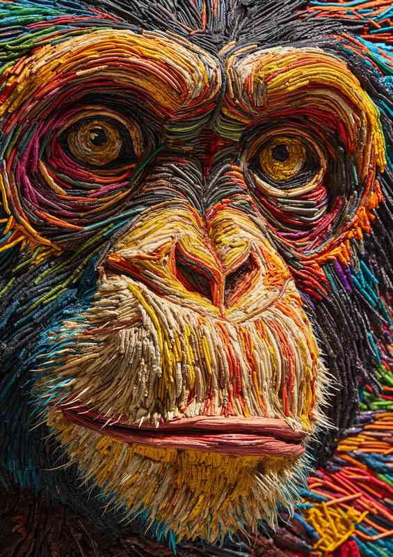 Colour paint texture a vibrant monkey