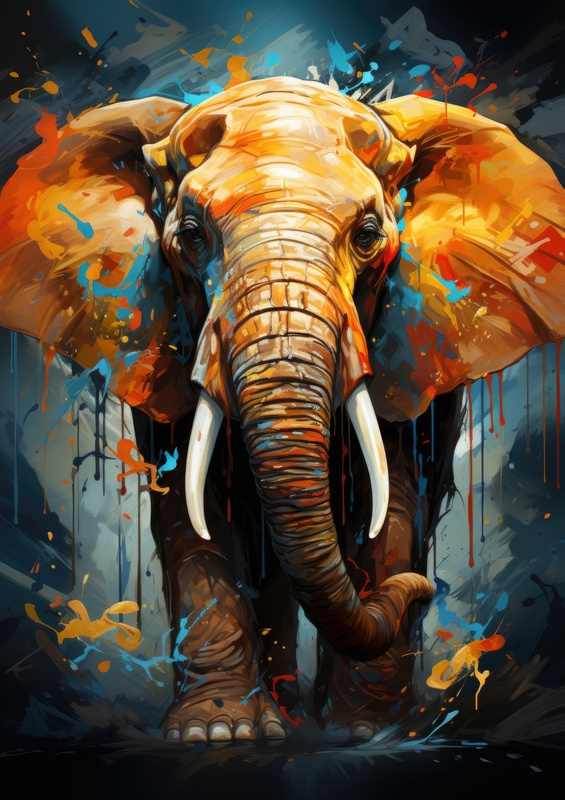 Elephant with colourful ears