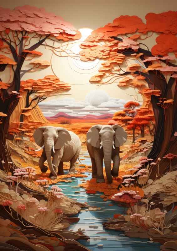Elephants by the lake