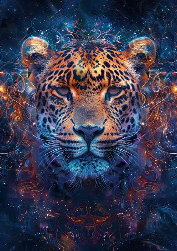 Ethereal background with an image of a leopard