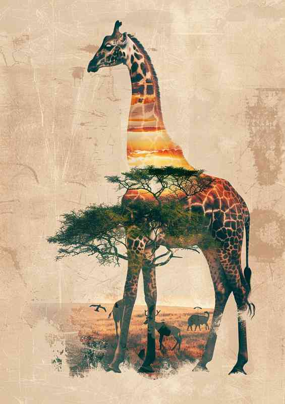 Exposed Giraffe with the trees
