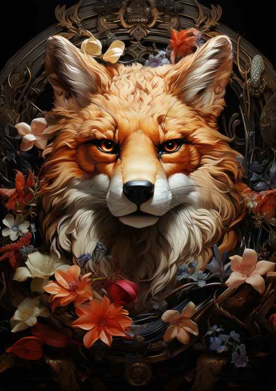 Fox Face with flowers
