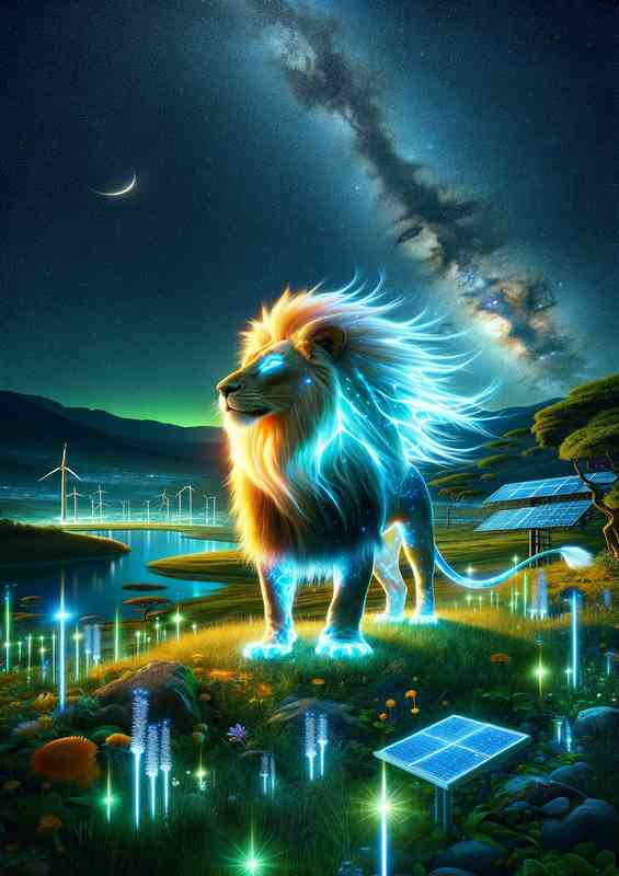 Genetically modified lion with bioluminescent fur
