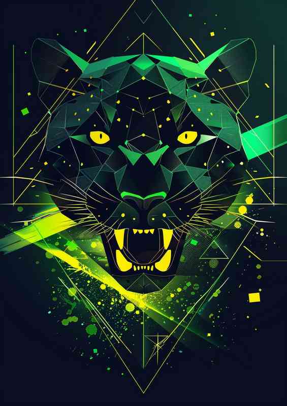 Geometric angry panther