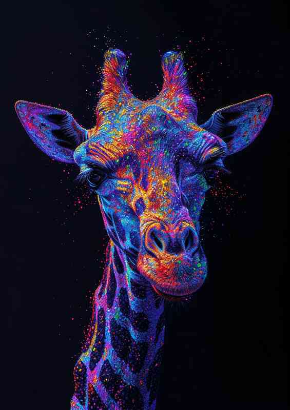 Giraffe colorful neon style