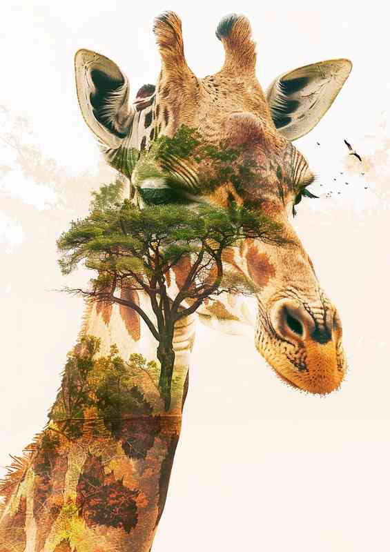 Giraffes head on the african survanna