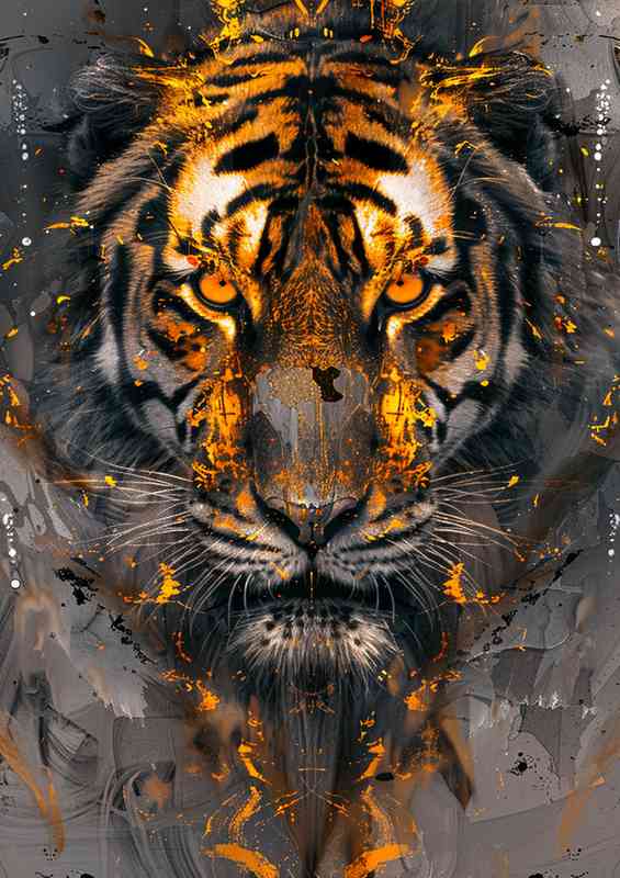 Golden orange tigers art