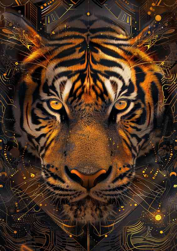 Golden orange tigers with bright eyes