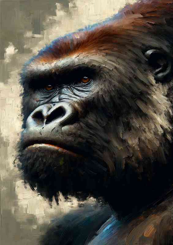 Gorillas face using a heavy palette knife technique