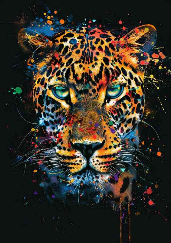 Leopards head Colorful painting
