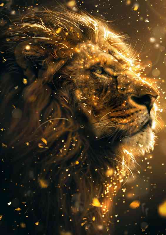 Lion of forest golden dust