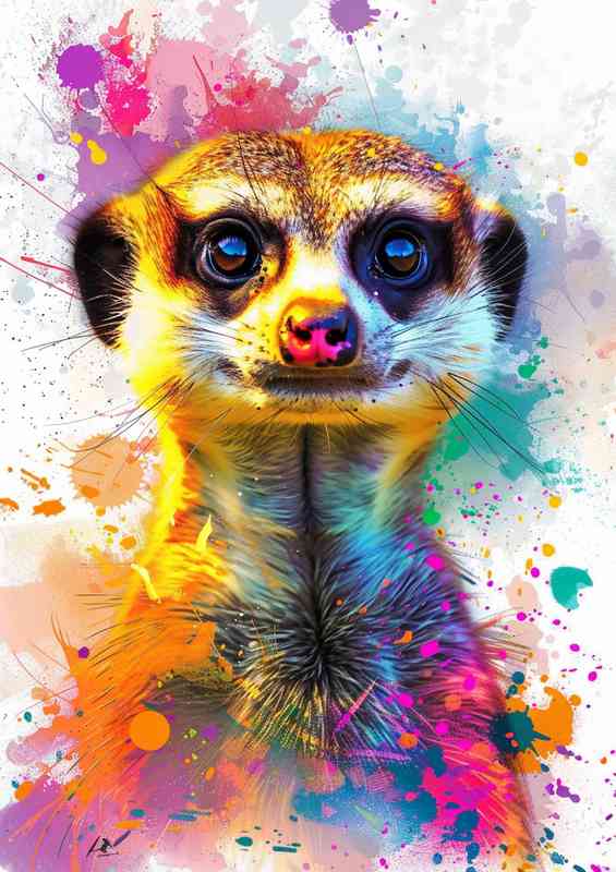Meercat with big eyes and colour splashes