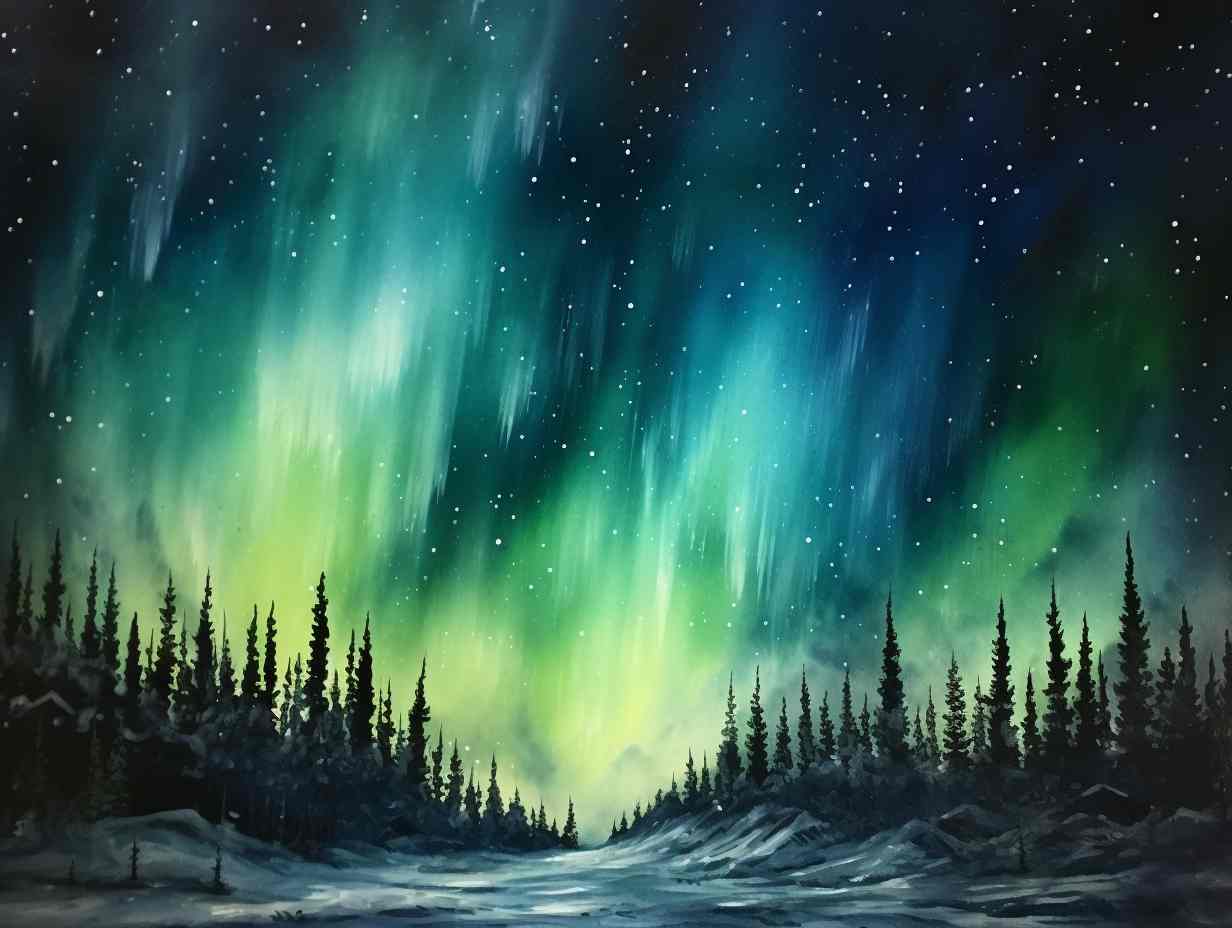 Auroras Canvas Riverbanks Starry Euphony