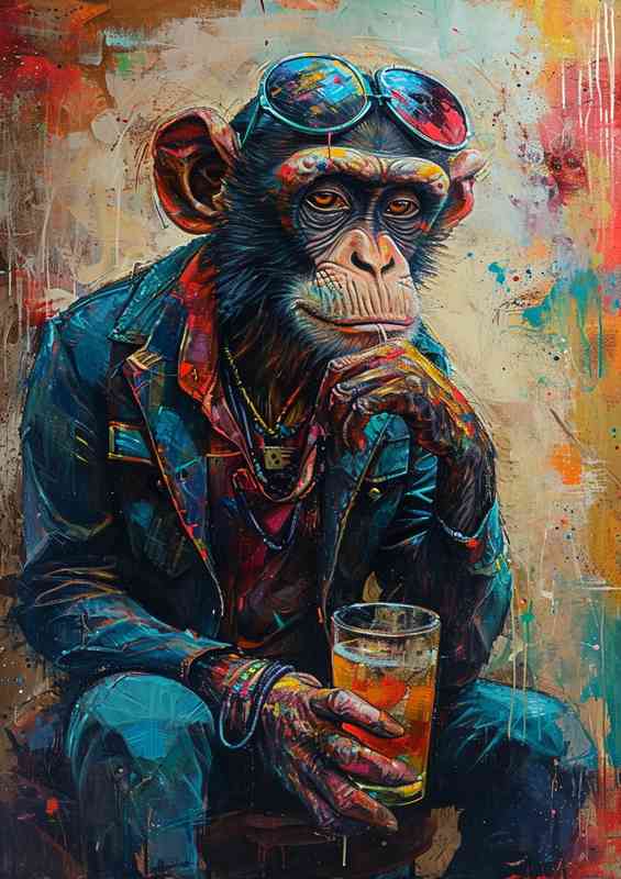 Monkey deep in thought street art